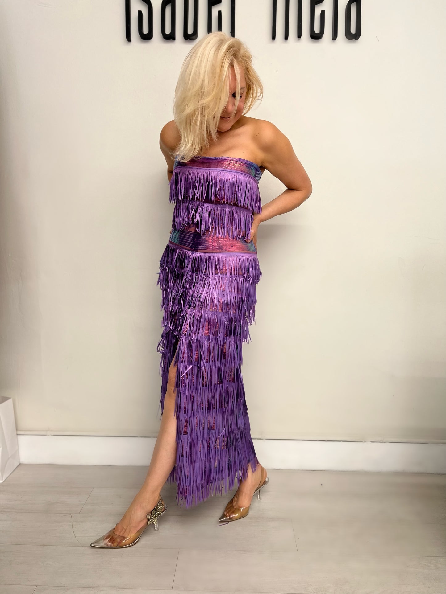 Purple Strapless Dress