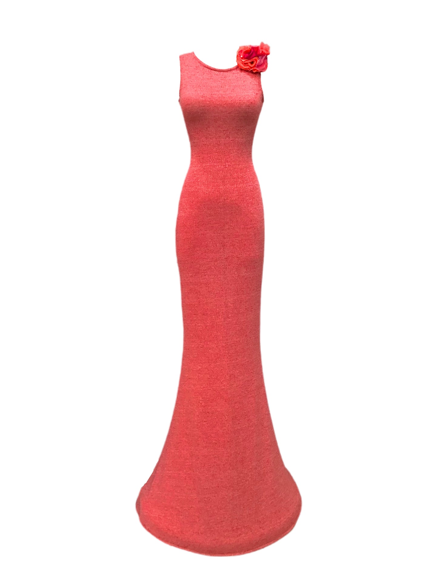 Long Red Dress w/ Flower Detail